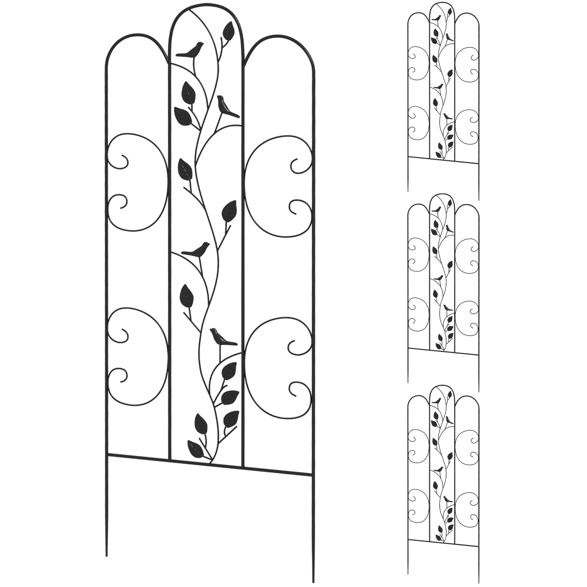 Outsunny Juego De 4 Enrejados De Jardín Con Marco De Acero 40x106 Cm Negro_0