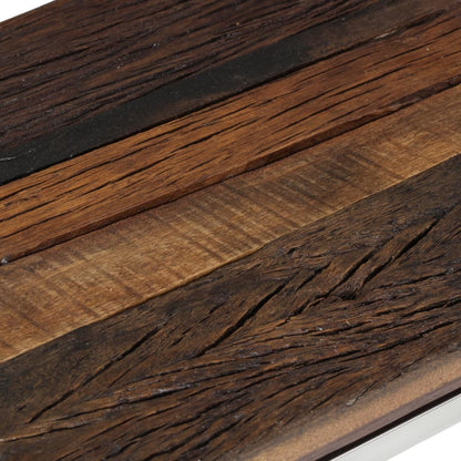 Mesa Consola Acero Inoxidable Madera Maciza Traviesa Plateado_3