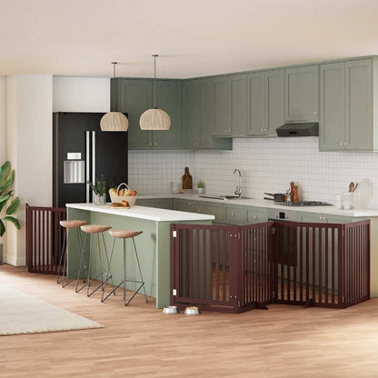 Vidaxl Puerta De Perros Plegable 8 Paneles Madera Álamo Marrón 640 Cm_1