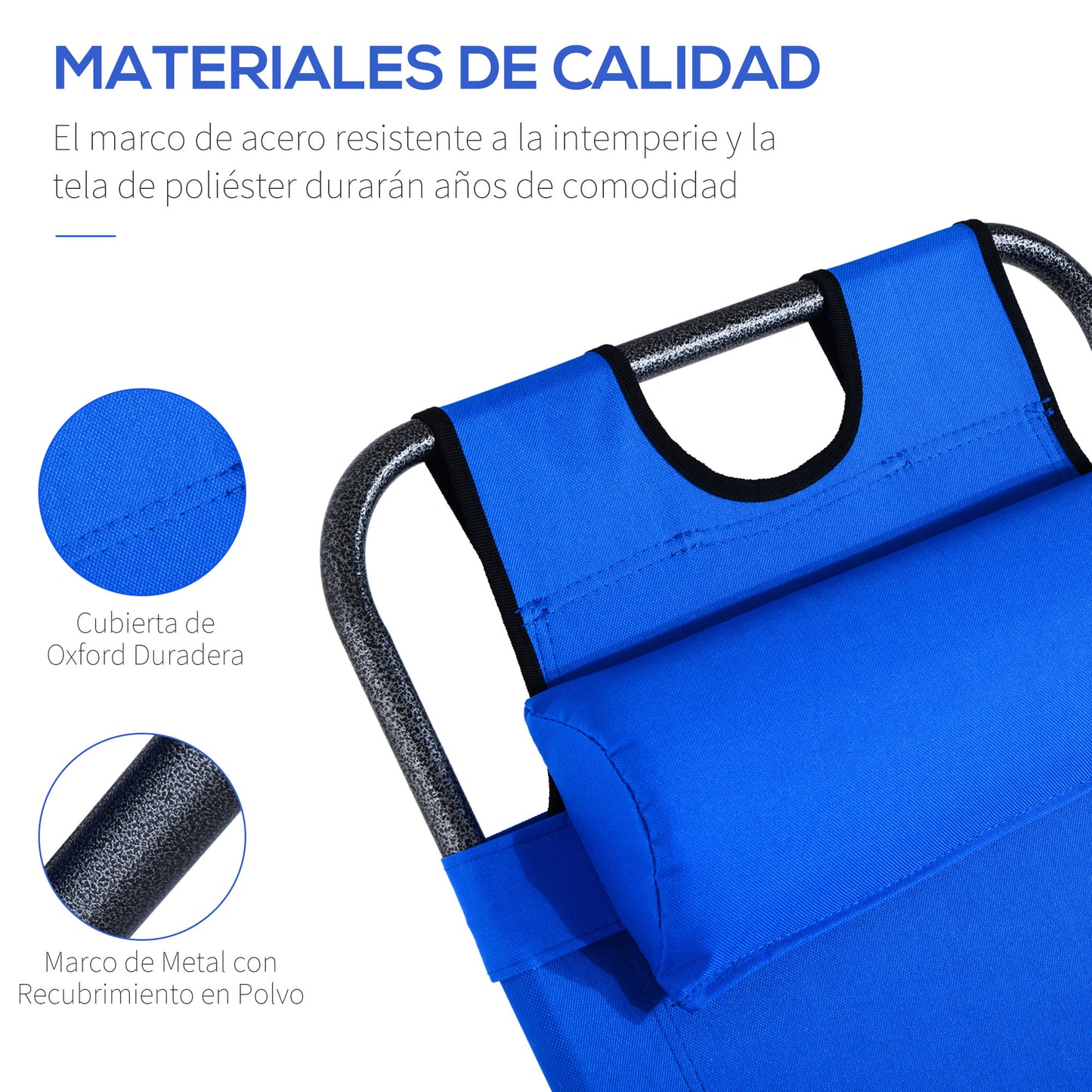 Outsunny Tumbona Reclinable Y Plegable Con Respaldo Ajustable 118x60x80cm Azul_5