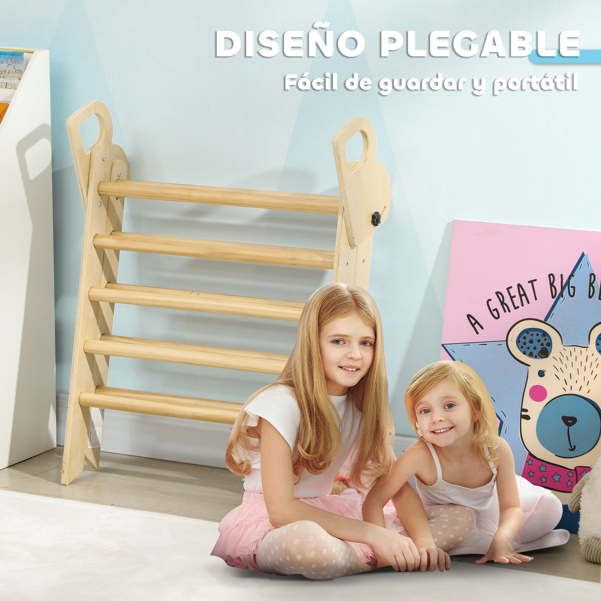 Escalador Para Niños Aiyaplay Tablero Multicapa De Pino Madera Natural 82x66x71 Cm_5