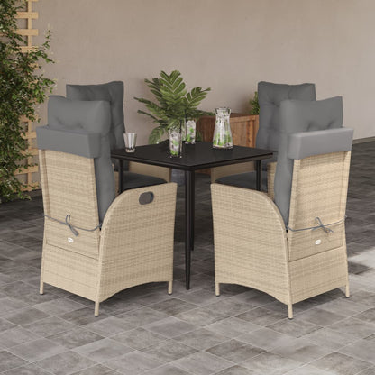 Set Comedor De Jardín 5 Pzas Con Cojines Ratán Sintético Beige / Vetonek_4