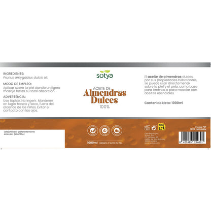 Óleo de amêndoas doces Sotya 1 L
