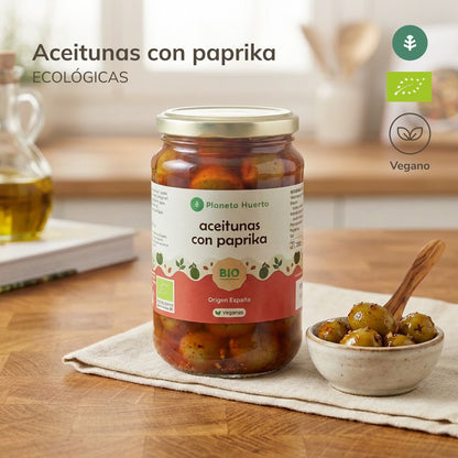 Azeitonas Verdes com Paprika Eco Planeta Huerto 390 g