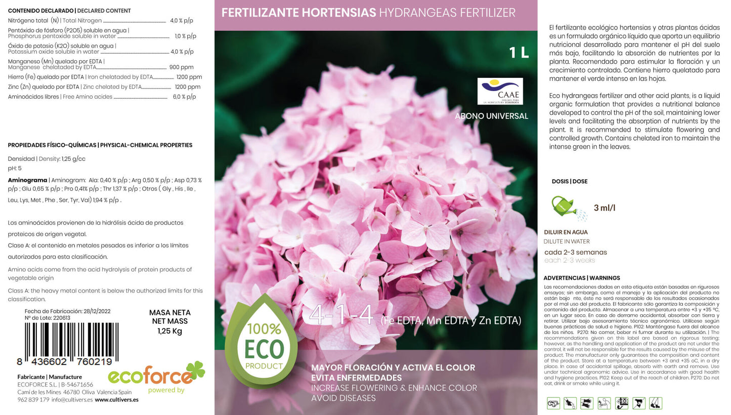 Abono Hortensias Líquido Ecológico Cultivers 250 Ml_3
