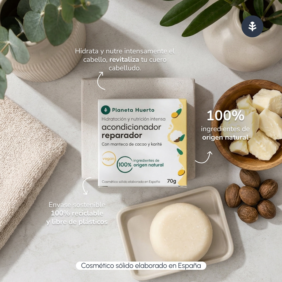 Planeta Huerto Condicionador Reparador Sólido 70 gr