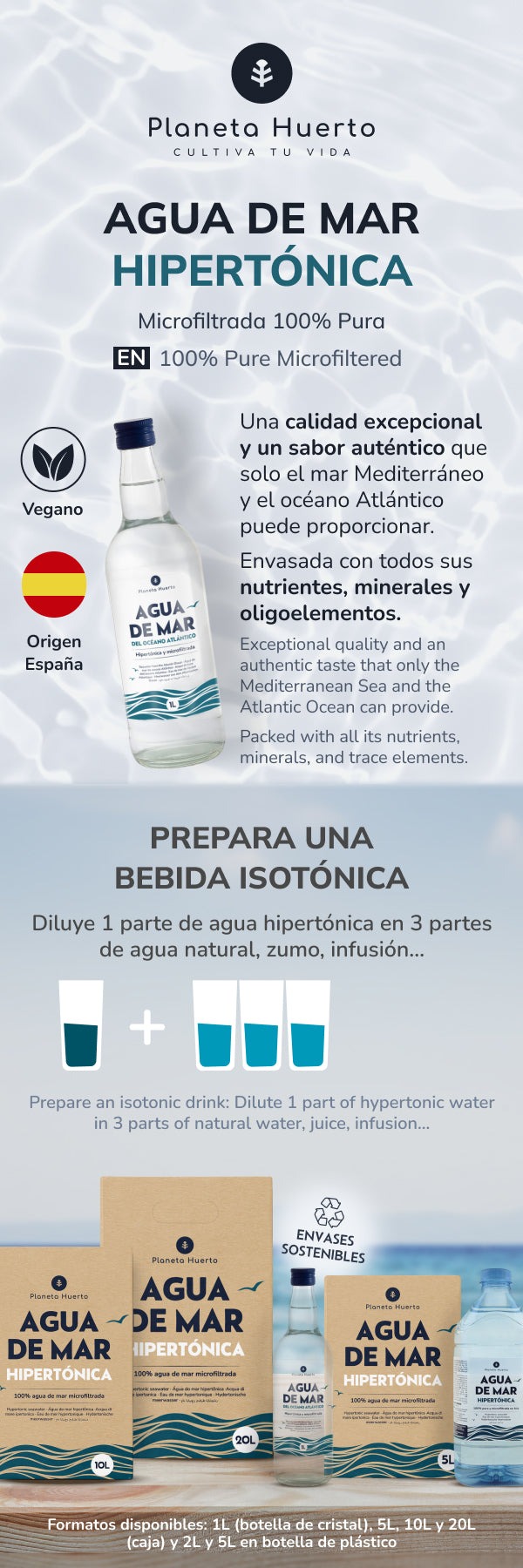 Água do Mar Hipertónica Planeta Huerto Garrafa 5 L
