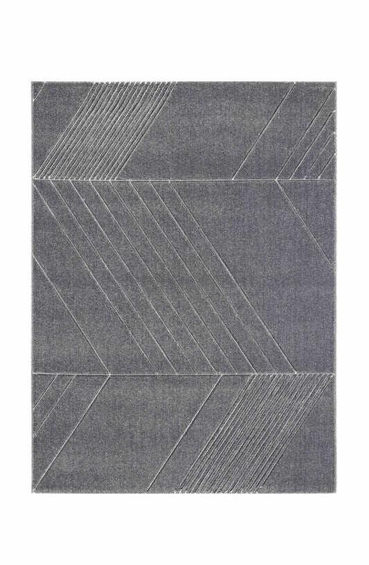 Alfombra De Salón Gris Geometrical Patterns Relief Shag 100x150cm- Decoración- Mobiliario Doméstico_0