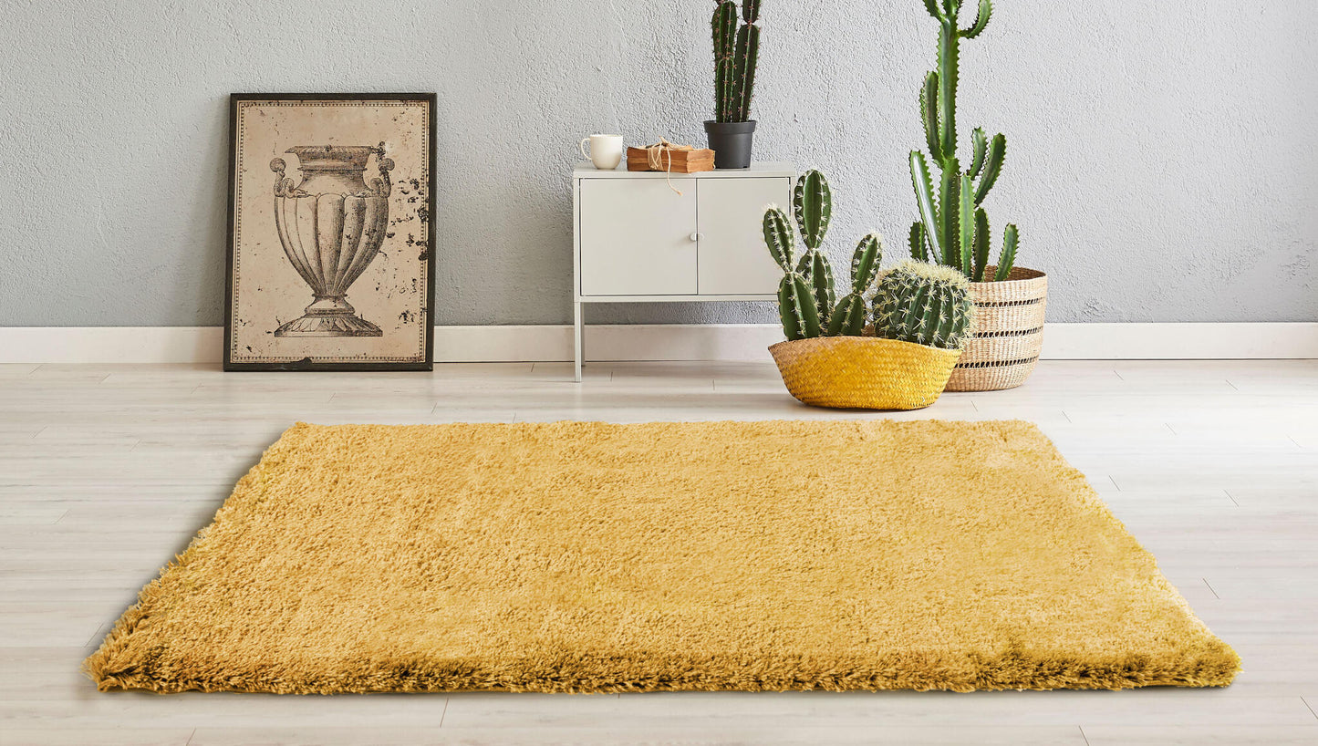 Alfombra De Salón Shaggy Amarillo Mostaza 60x90cm - Decoración - Mobiliario Doméstico_2