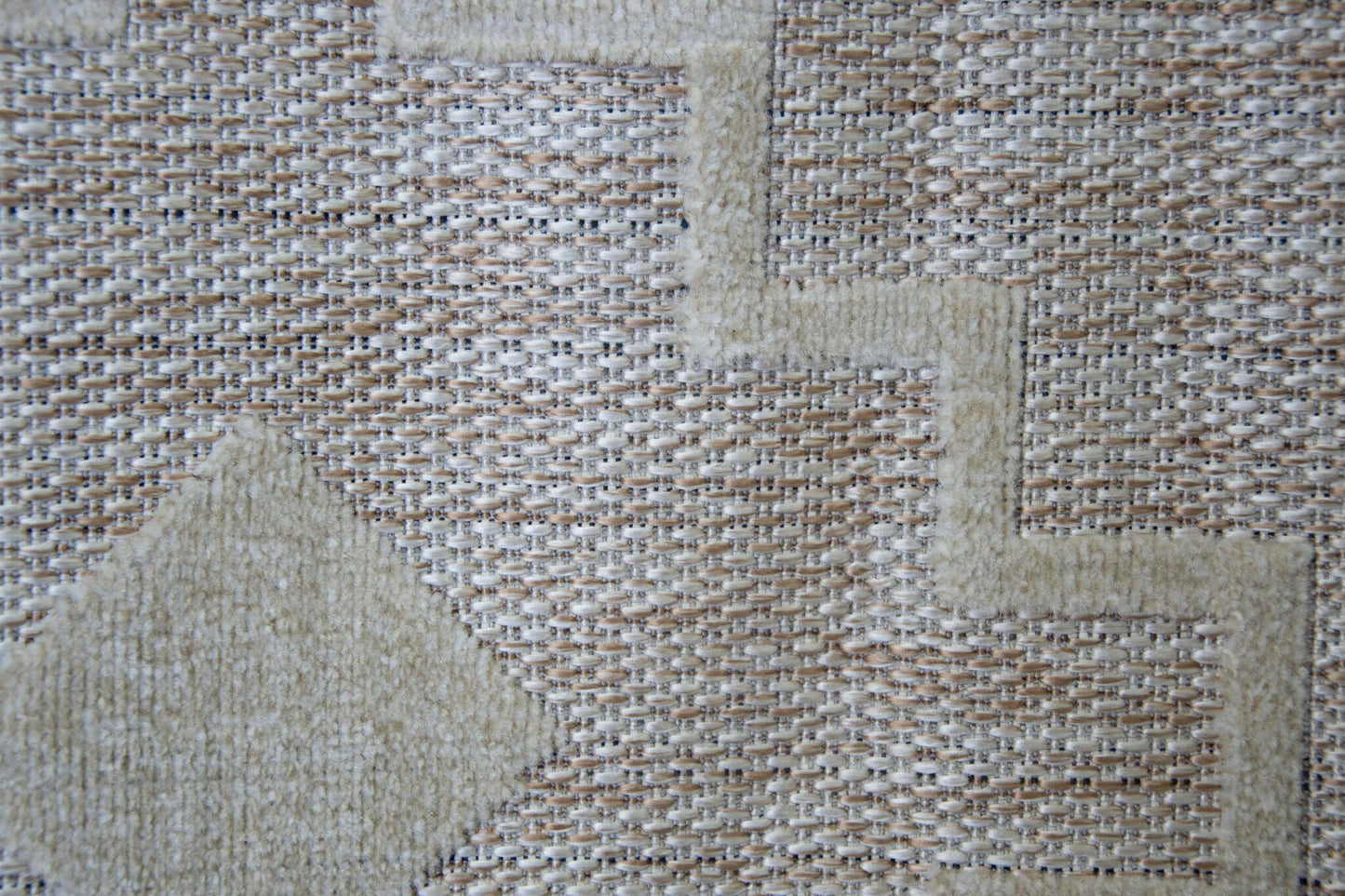 Alfombra De Salón Shaggy Efecto Yute Motivos Étnicos Blanco Y Beige 150x200cm- Decoración- Mobiliario Doméstico_1