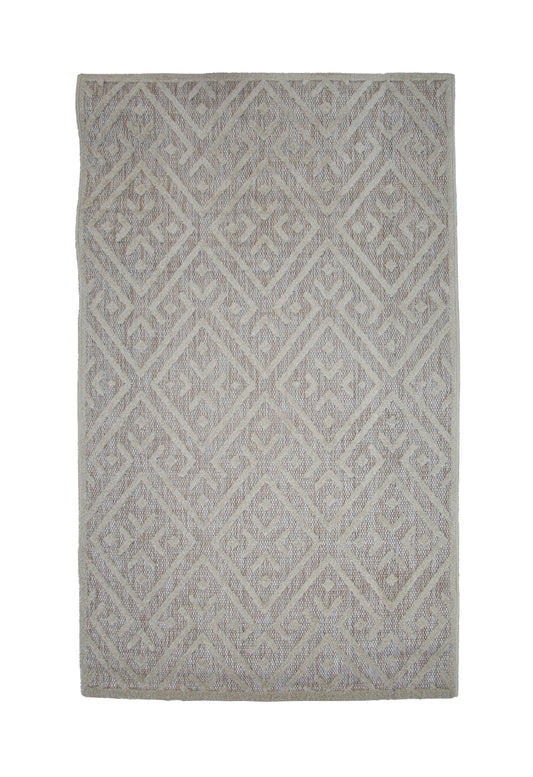 Alfombra Escandinava Para Salón, Habitación Con Pelo De Yute, Motivos Étnicos Blanco Y Beige 100x150cm - Decoración - Mobiliario Doméstico_0