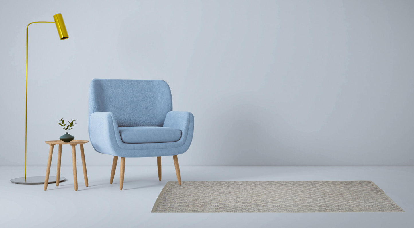 Alfombra Escandinava Para Salón, Habitación Con Pelo De Yute, Motivos Étnicos Blanco Y Beige 100x150cm - Decoración - Mobiliario Doméstico_2