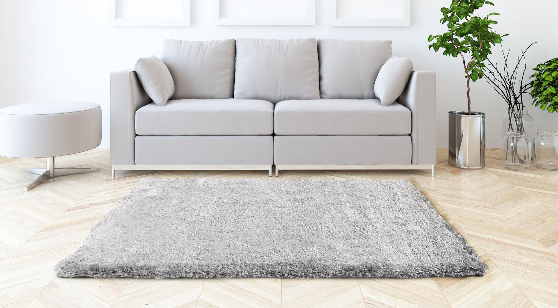 Alfombra Peluda Gris Para Salón Y Dormitorio 60x90cm - Decoración - Mobiliario Doméstico_2
