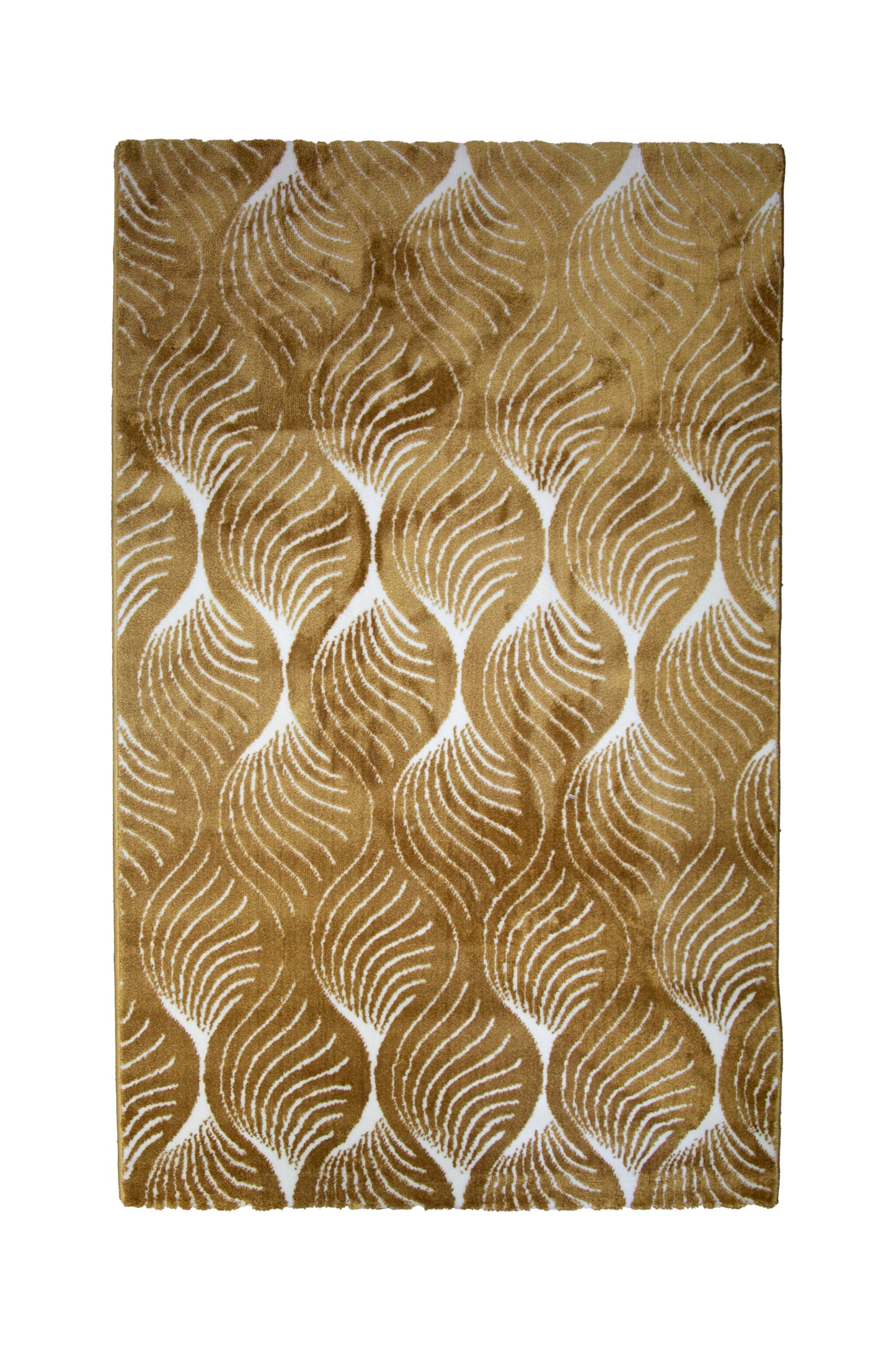 Alfombra Salón Pelo Suave Motivos Geométricos Oro Amarillo Ocre Blanco 100x150cm- Decoración- Mobiliario Doméstico_0