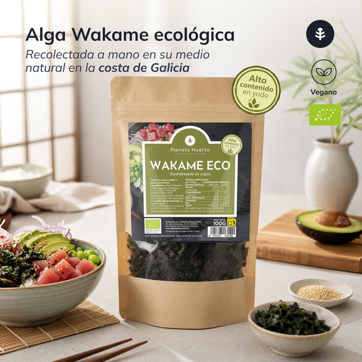 Flocos de algas wakame ECO Planeta Huerto 100 g