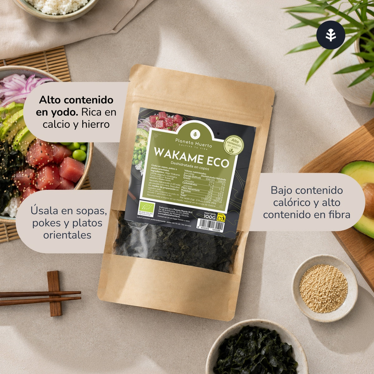 Flocos de algas wakame ECO Planeta Huerto 100 g