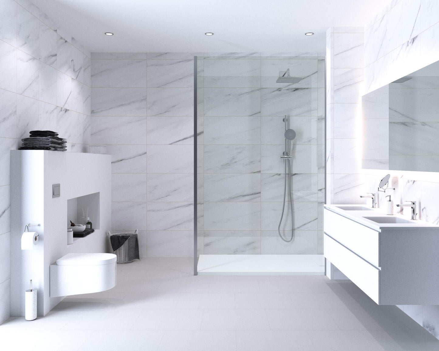 Aqua-step- All In One - Paneles De Pared A Prueba De Agua Y Panel De Sueloe  - Marmo Carrdesdea - 6 Paneles (2,34m²)_2