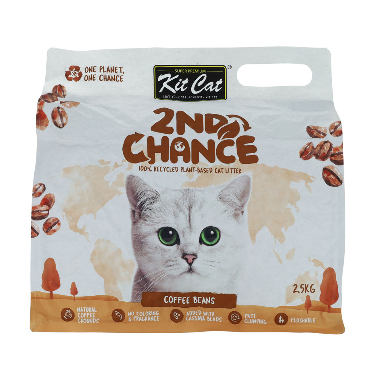 Pack 6 Kit Cat Arena Eco 2nd Chance - Coffee Beans (Natural) 2,5 Kg Semillas de Café , Guisante y Yuca