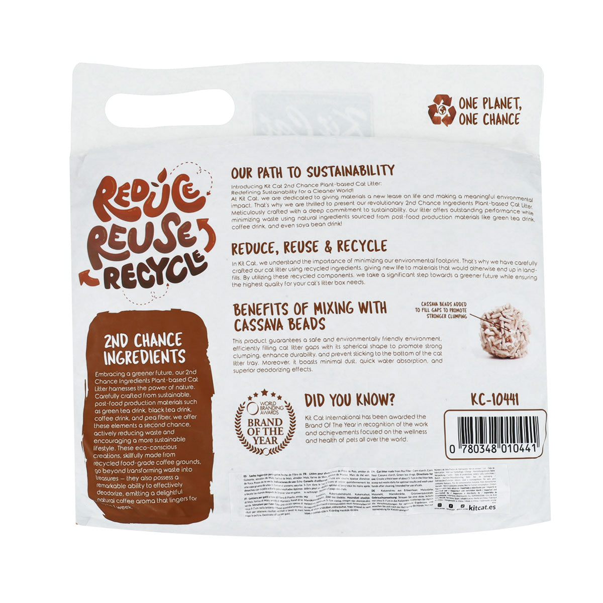 Kit de areia para gatos Eco 2nd Chance - Grãos de café (natural) 2,5 kg de sementes de café, ervilha e mandioca