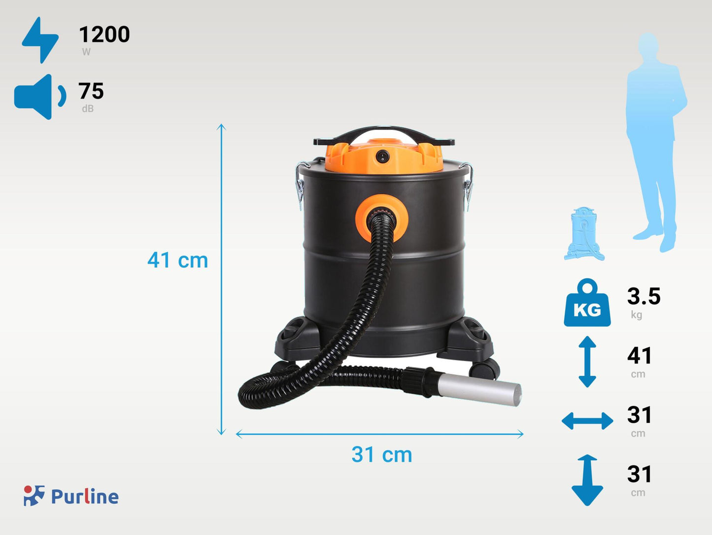Aspirador De Cenizas 1200w Con Doble Filtro Y Ruedas Havc-04 Purline_2