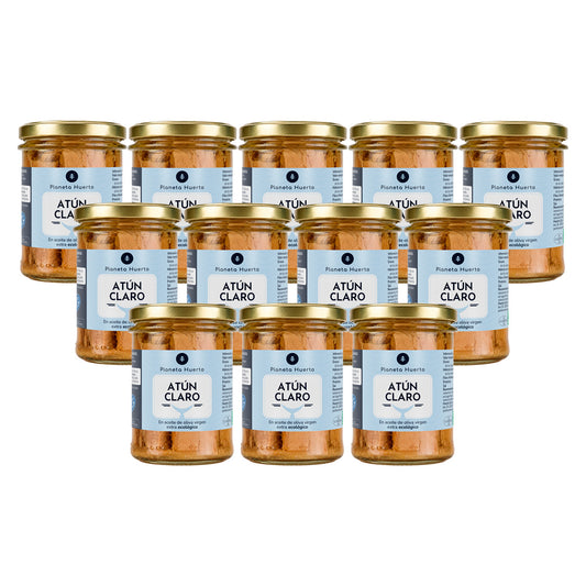 Pack 12x Atún claro MSC en aceite de oliva virgen extra ECO Planeta Huerto 200 g
