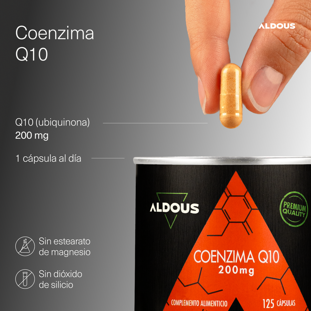 Coenzima Q10 200 mg 125 Cápsulas Aldous Bio