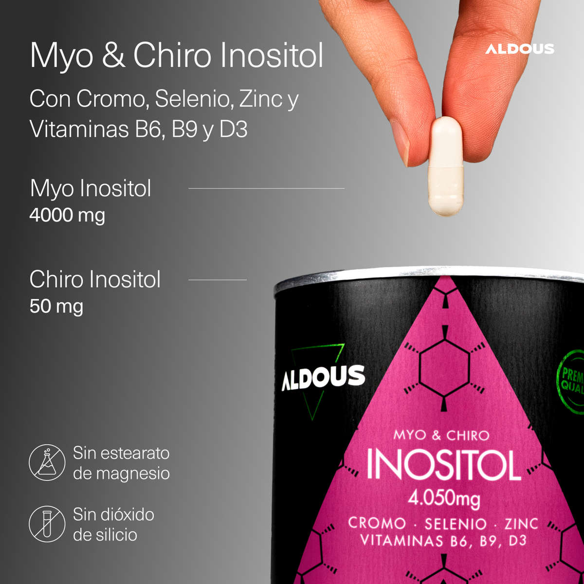 Myo Inositol + D-Chiro Inositol 210 Cápsulas Aldous Bio