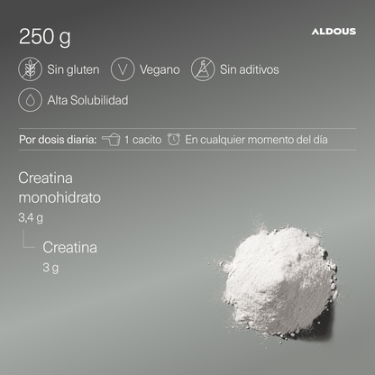 Creatina Monohidratada en Polvo 500 Mesh 250 g Aldous Bio