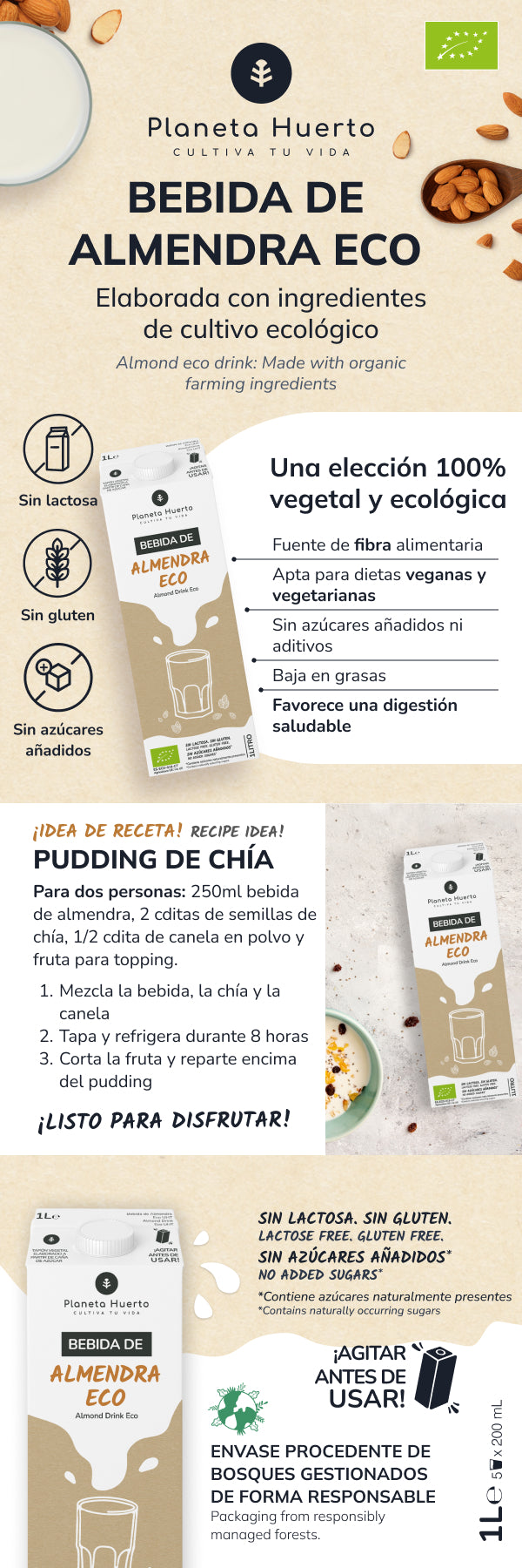 Bebida de Amêndoa Eco Planeta Huerto 1L