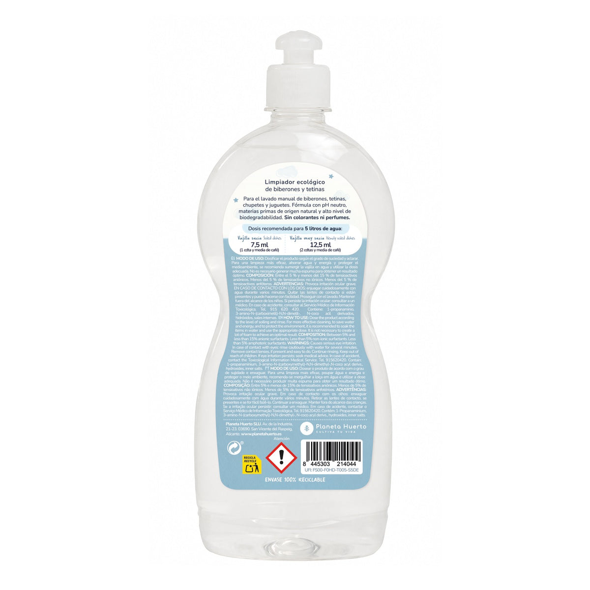 Baby Limpiador de biberones, tetinas y chupetes ECO Planeta Huerto 500 ml