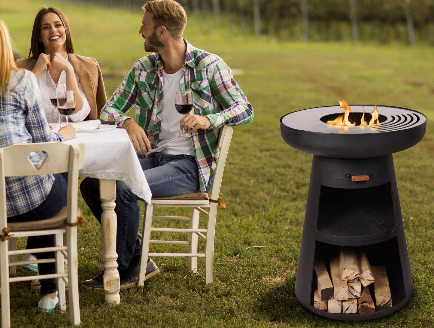 Barbacoa Redonda Con Plancha Y Grill En Acero Color Negro Efp55rb Purline_2