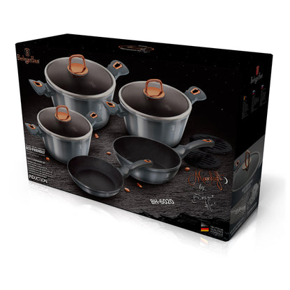 Batería Cocina Inducción 10 Piezas, Antiadherente Mármol Sin Pfoa, Aluminio, Cazuelas Sartenes Berlinger Haus Moonlight Gris_5