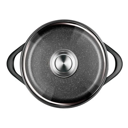 Batería De Cocina Inducción 6 Piezas Aluminio Fundido, 3 Ollas, Tapas De Vidrio Templado, Libre Pfoa Smile Mgk-18 Negro_2