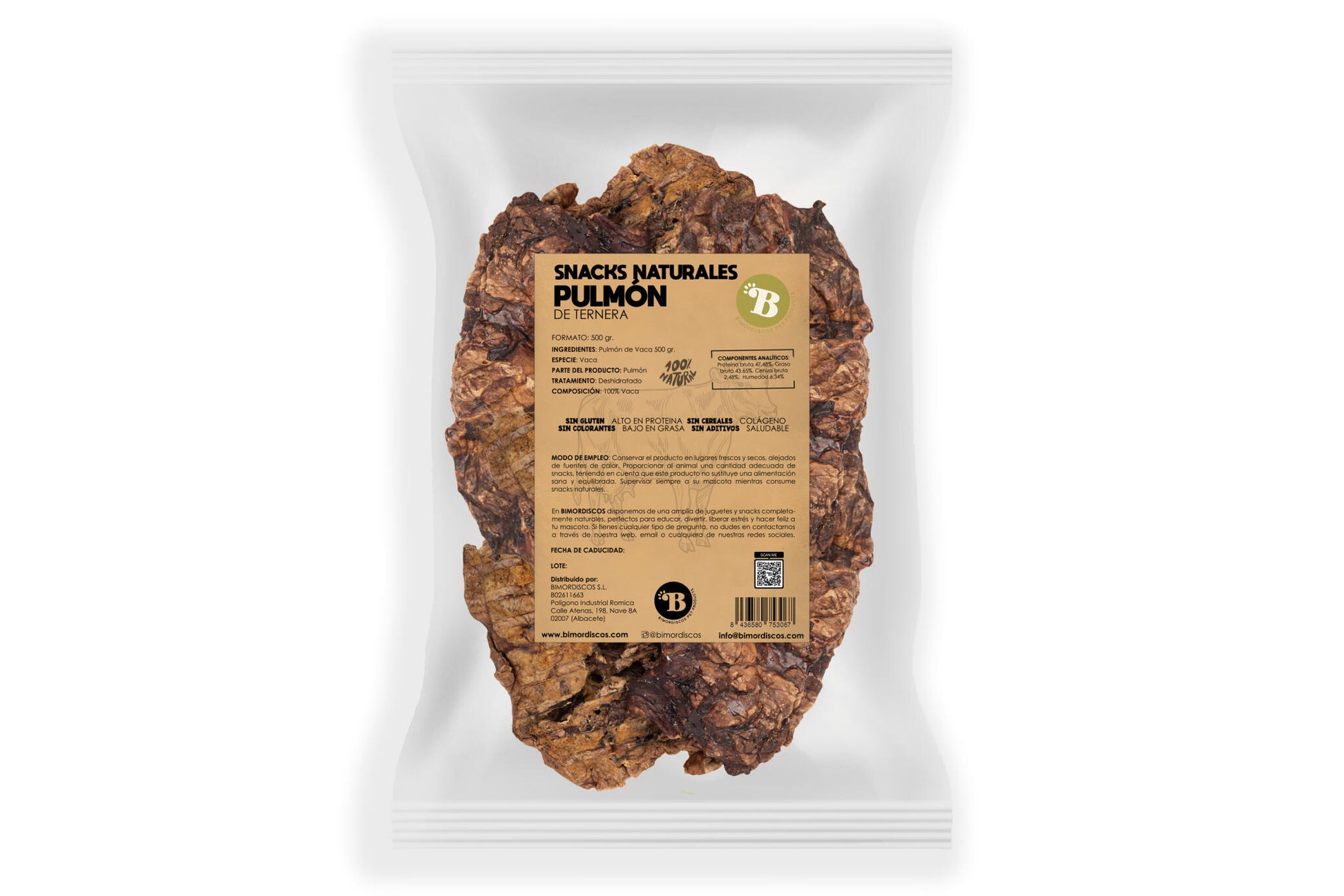 Bimordiscos Pulmón De Ternera Para Perros · 250g_0