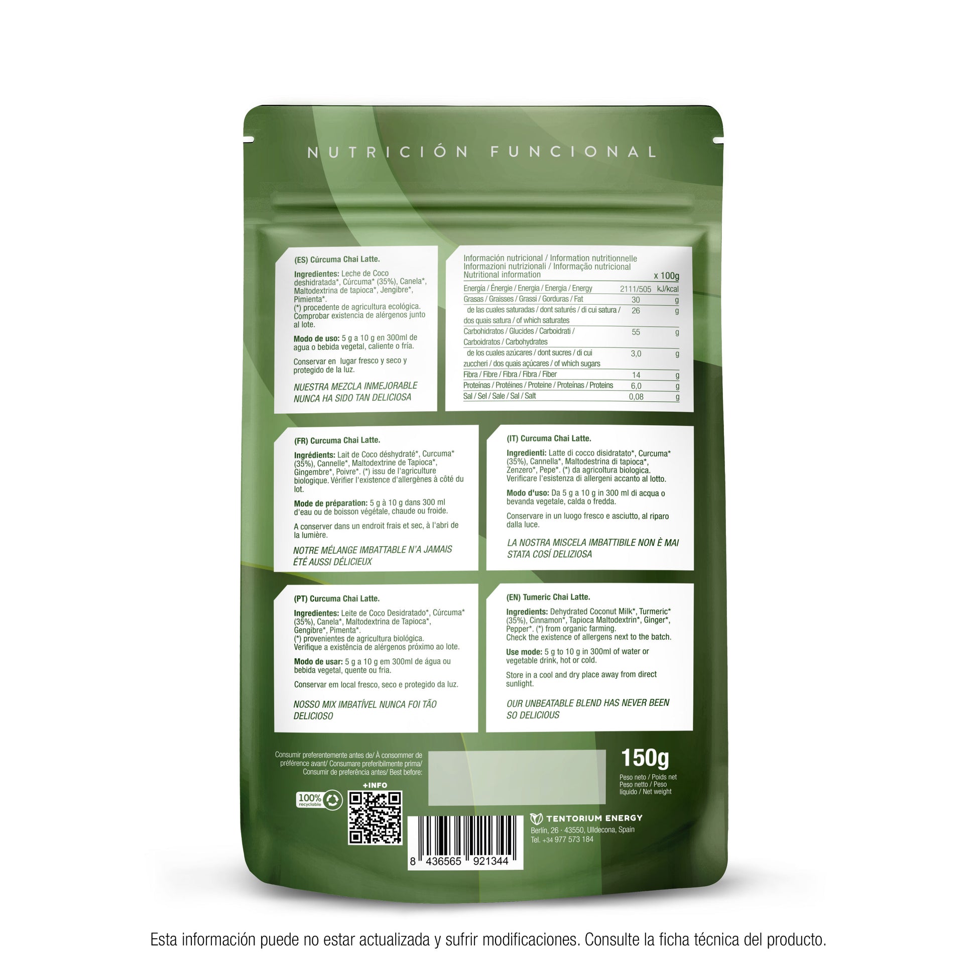 Chai Latte de Cúrcuma Energy Feelings 150 g