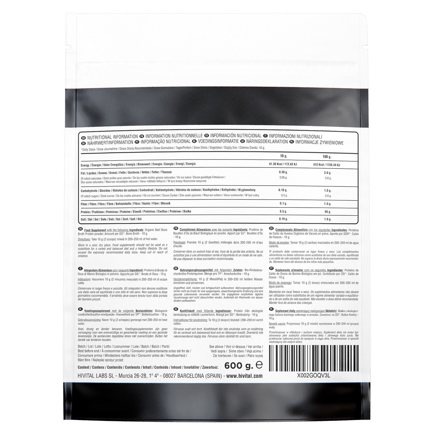 Caldo de Huesos Concentrado de Vacuno 600 g de polvo