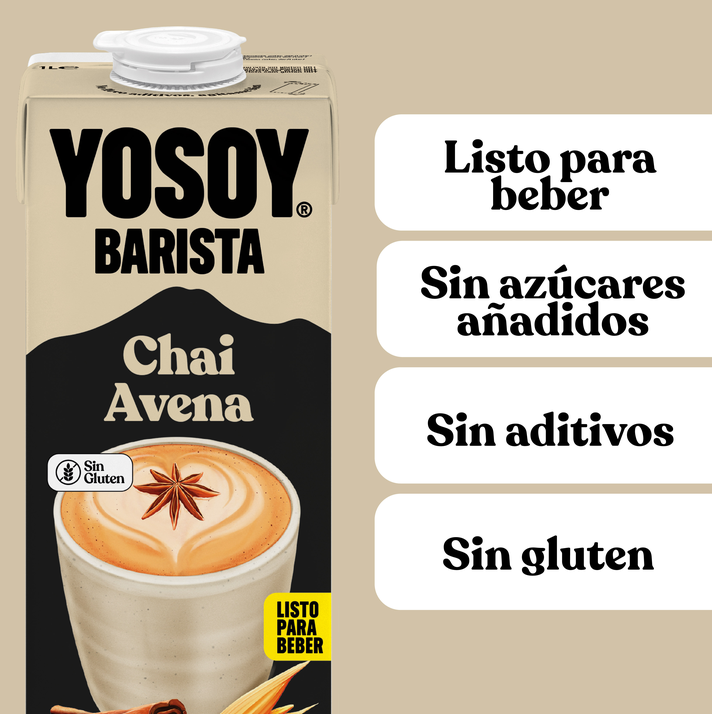 Pack 6x Bebida Barista Chai y Avena sin gluten YOSOY 1L