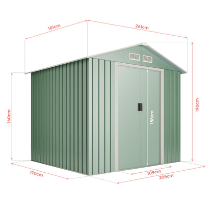 Caseta De Metal Wasabi Light Green M 4,72m2 - Garantía 10 Años - 181 X 261 X 198cm. Cobertizo Jardin_2