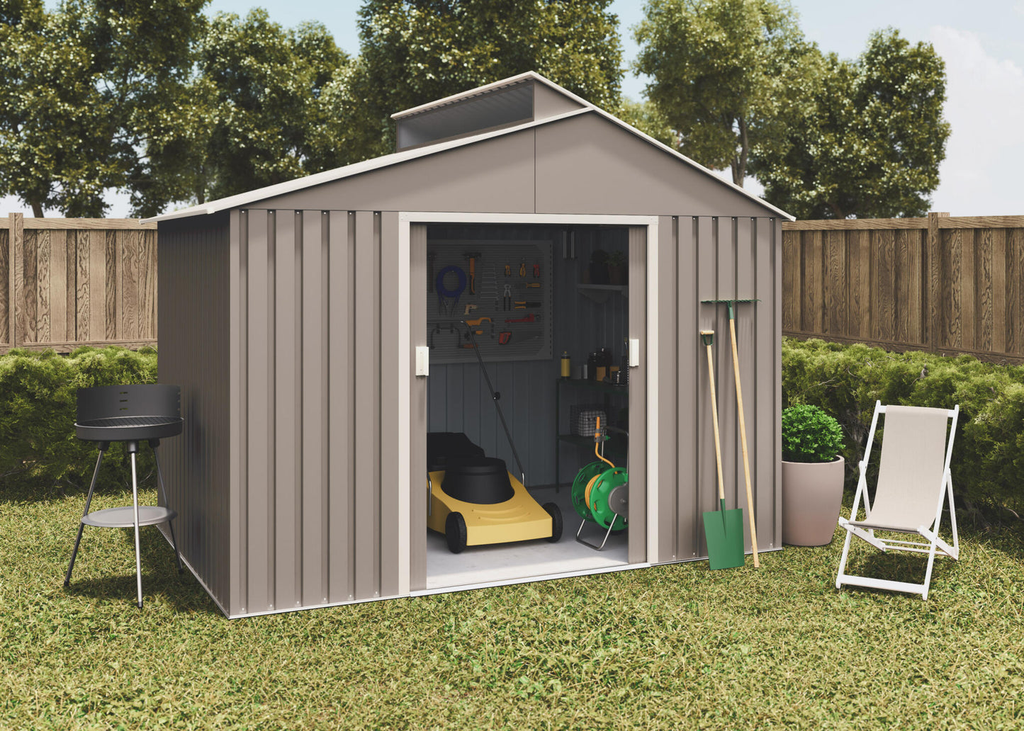 Caseta Metal Lattsta 5,44m2 - 10 Años De Garantía - 282x192x222cm. Cobertizo Jardin_3