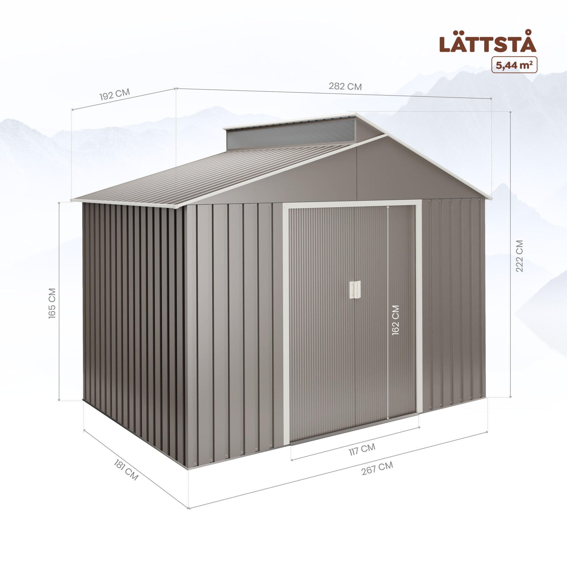 Caseta Metal Lattsta 5,44m2 - 10 Años De Garantía - 282x192x222cm. Cobertizo Jardin_1