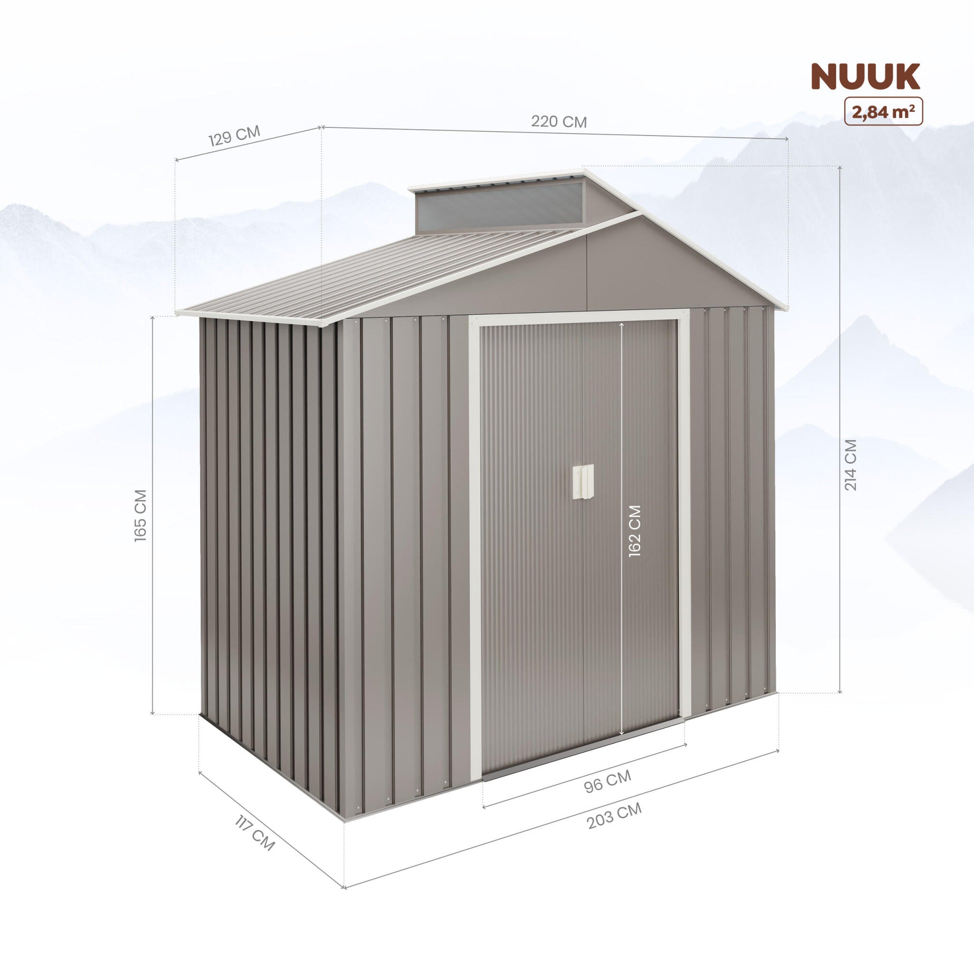 Caseta Metal Nuuk 2,84m2 - 10 Años De Garantía - 220x129x214cm. Cobertizo Jardin_1