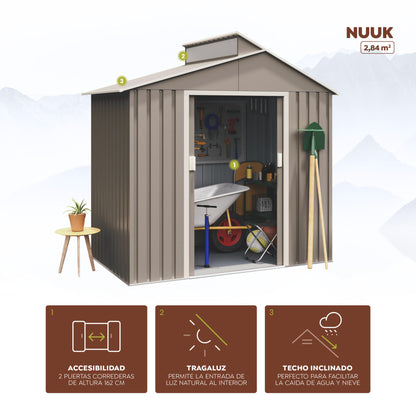 Caseta Metal Nuuk 2,84m2 - 10 Años De Garantía - 220x129x214cm. Cobertizo Jardin_2
