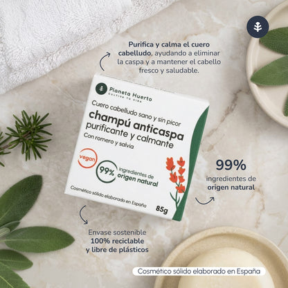 Champô Sólido Anticaspa com Alecrim e Salva Planeta Huerto 85 gr