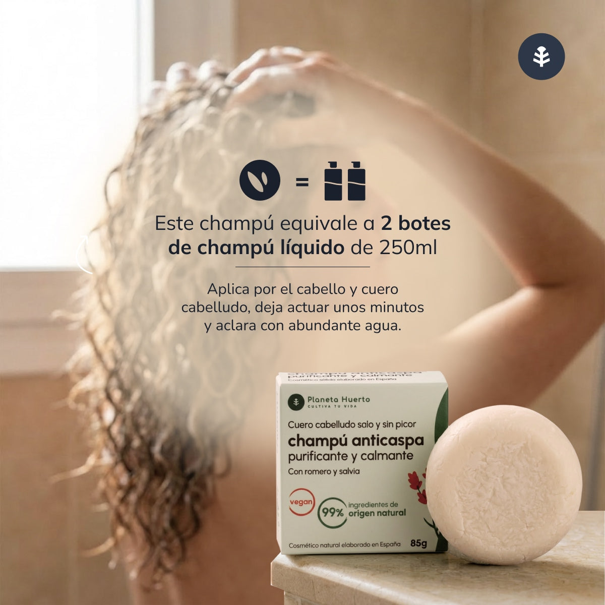 Champô Sólido Anticaspa com Alecrim e Salva Planeta Huerto 85 gr
