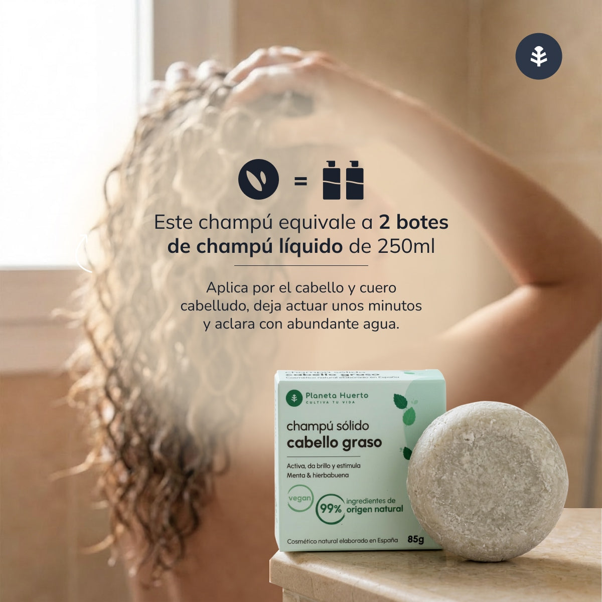 Planeta Huerto Champô Sólido Anti-Oleosidade Menta 85 gr