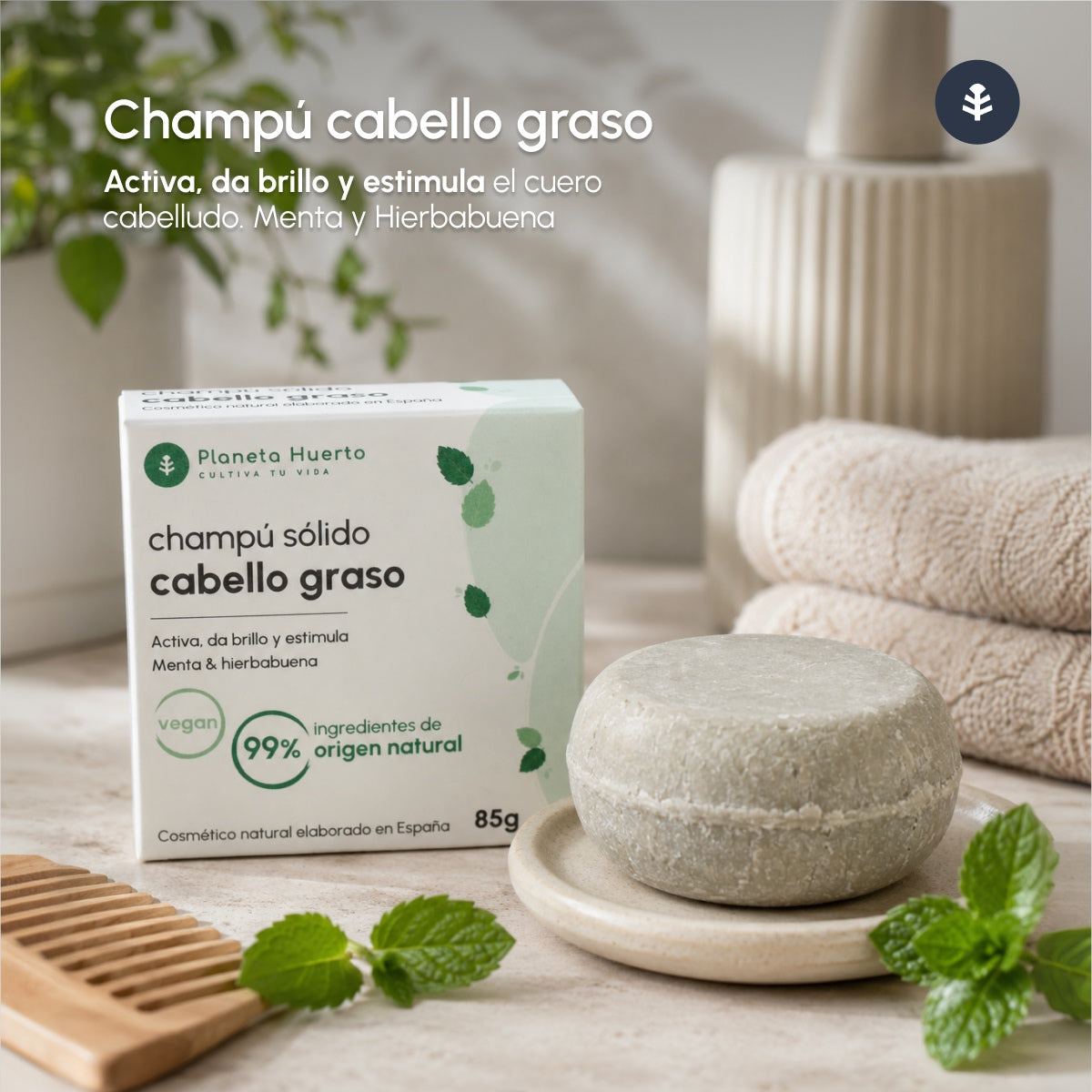 Planeta Huerto Champô Sólido Anti-Oleosidade Menta 85 gr