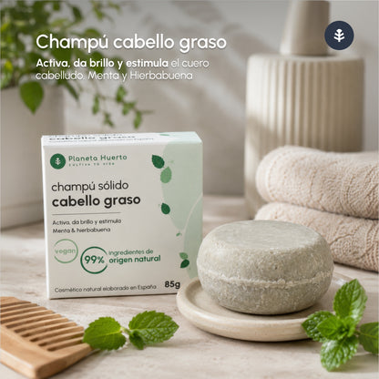 Planeta Huerto Champô Sólido Anti-Oleosidade Menta 85 gr