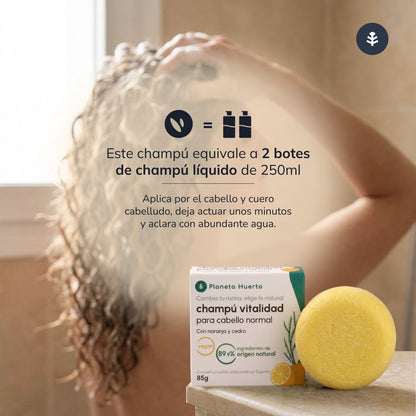 Champô sólido para cabelos normais, laranja e cedro, Planeta Huerto, 85 g