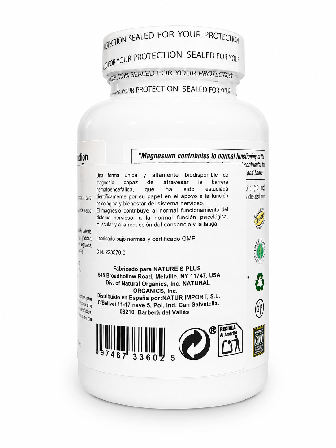 Magnesio 400 mg Nature's Plus 120 cápsulas