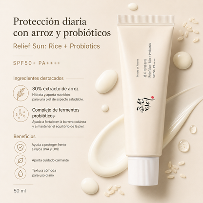 Protector Solar SPF50 Rice & Probiotics Relief Sun Beauty Of Joseon 50 ml